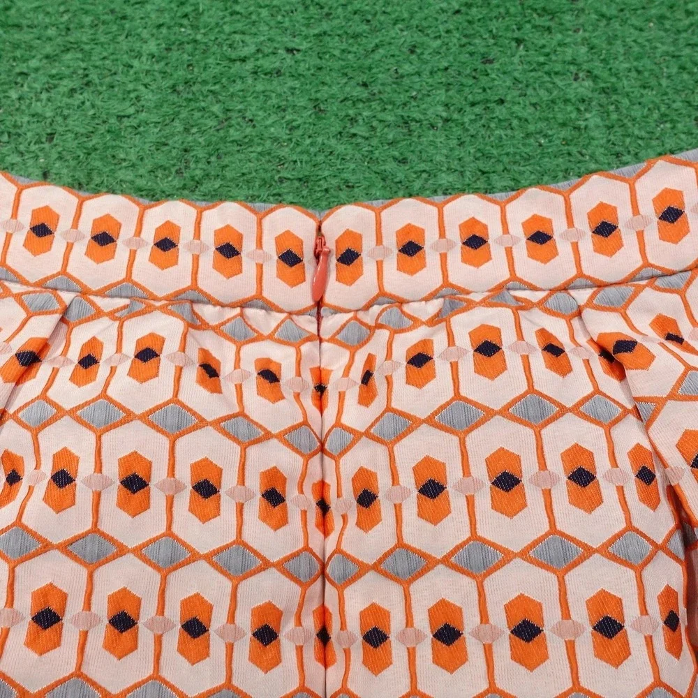 J Crew Skirt Womens 00‎ Orange Pink Geometric A Line Lined 100% Polyester Mini